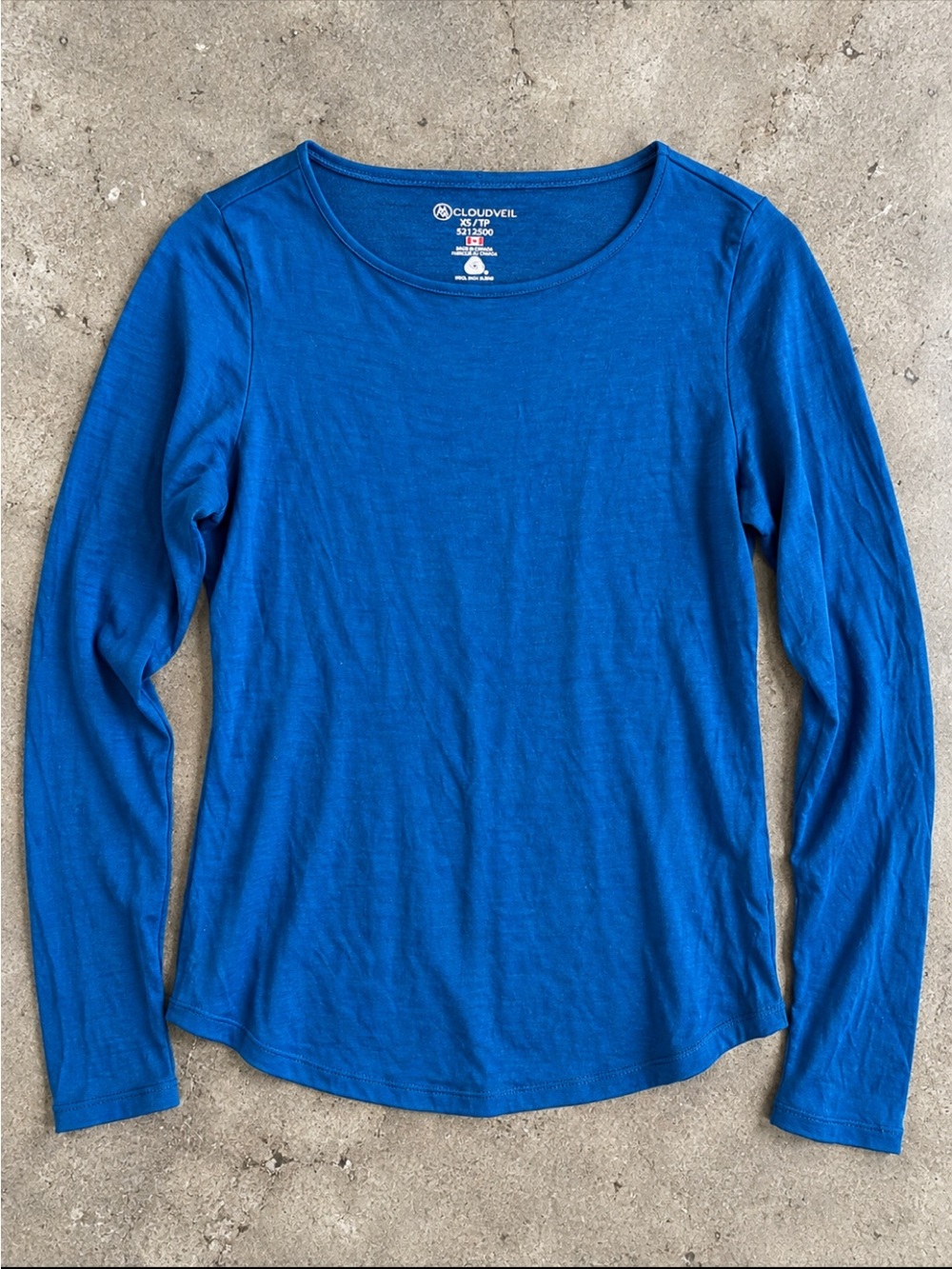 Cloudveil Merino Wool Blend Long Sleeve Base Layer Top Woman XS Blue Performance